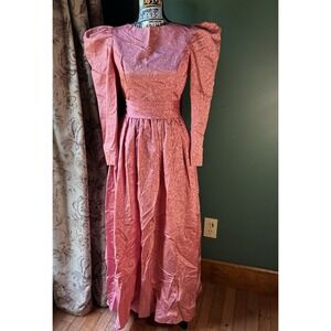 Women's Pink Taffeta 80s Vintage Ballgown See Measurements Princess Halloween